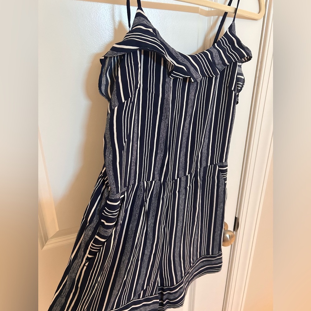 Navy and White Striped Romper